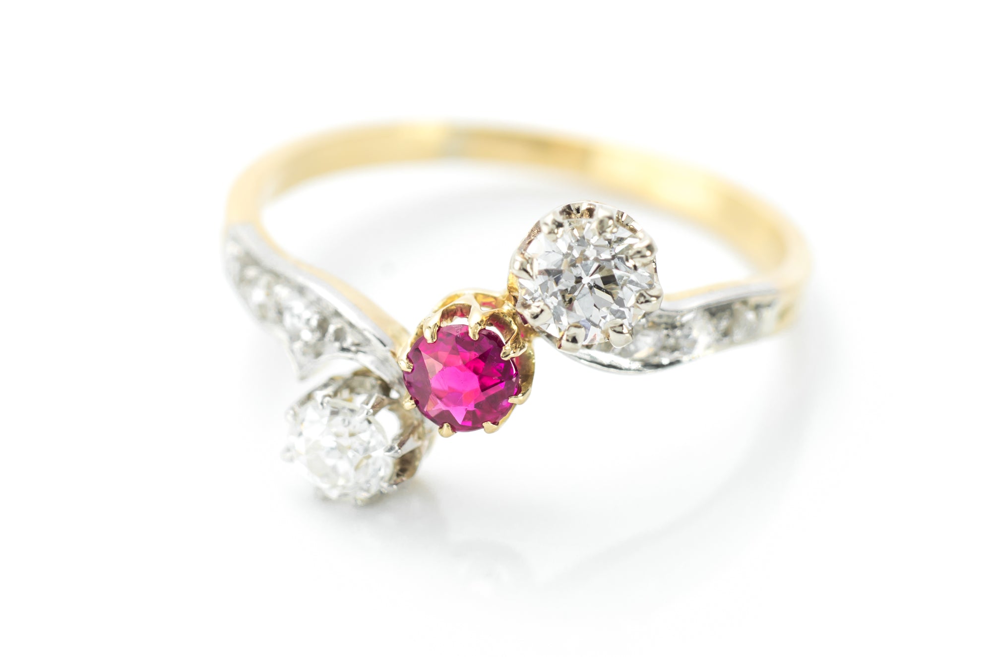 BELLE EPOQUE FRENCH DIAMOND AND RUBY RING - SinCityFinds Jewelry