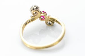 BELLE EPOQUE FRENCH DIAMOND AND RUBY RING - SinCityFinds Jewelry