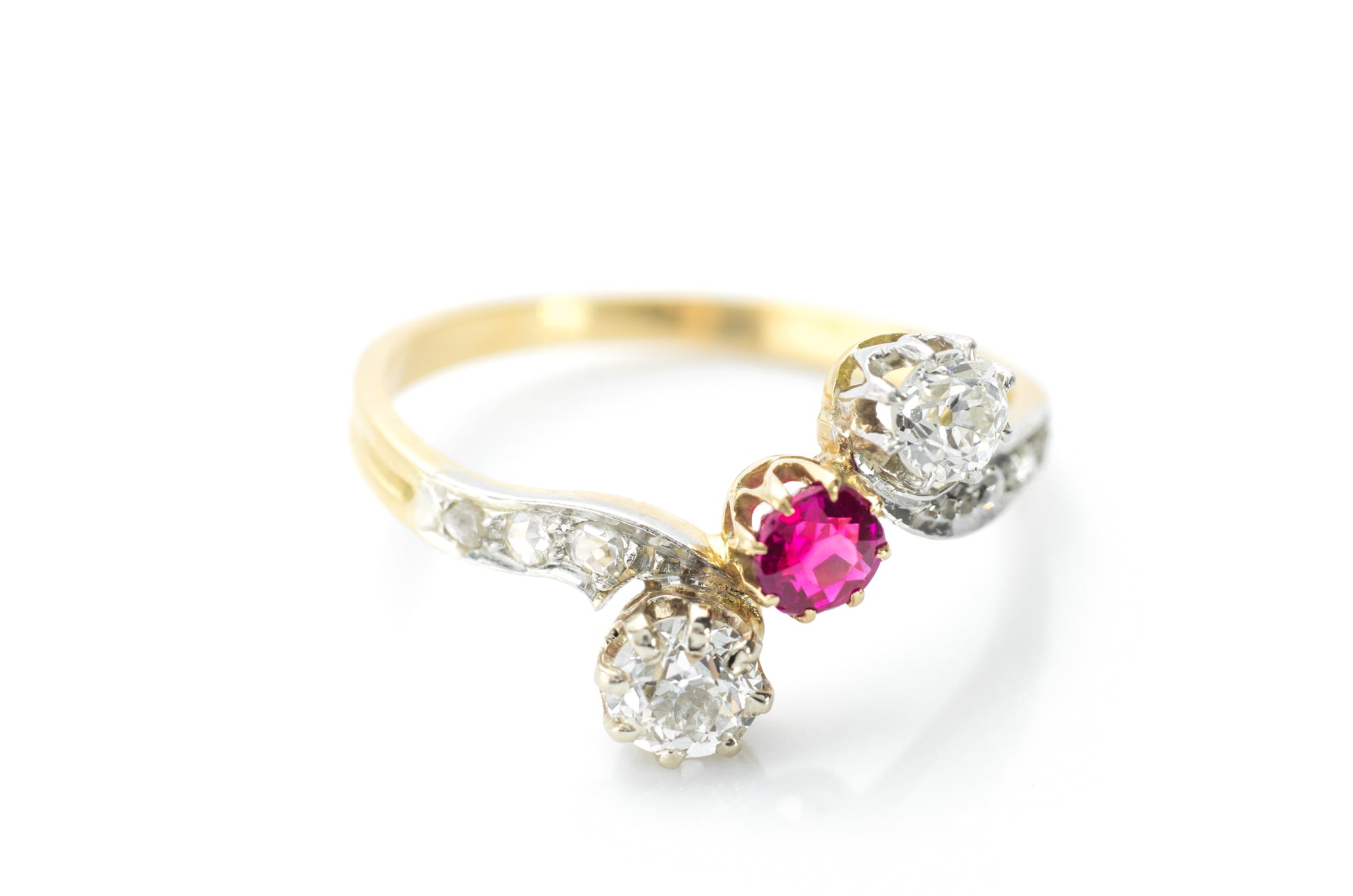 BELLE EPOQUE FRENCH DIAMOND AND RUBY RING - SinCityFinds Jewelry