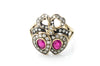 RUBY AND DIAMOND TWIN HEARTS RING - SinCityFinds Jewelry
