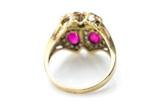 RUBY AND DIAMOND TWIN HEARTS RING - SinCityFinds Jewelry