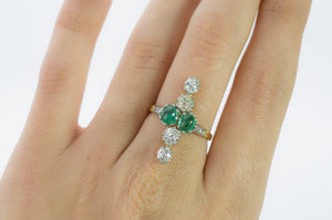 CABOCHON EMERALD AND MINE CUT DIAMOND RING - SinCityFinds Jewelry