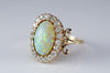 OPAL AND OLD CUT DIAMOND HALO RING - SinCityFinds Jewelry