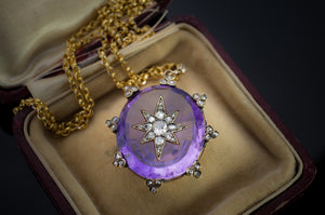 AMETHYST AND ROSE CUT DIAMOND PENDANT - SinCityFinds Jewelry