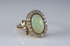 OPAL AND OLD CUT DIAMOND HALO RING - SinCityFinds Jewelry