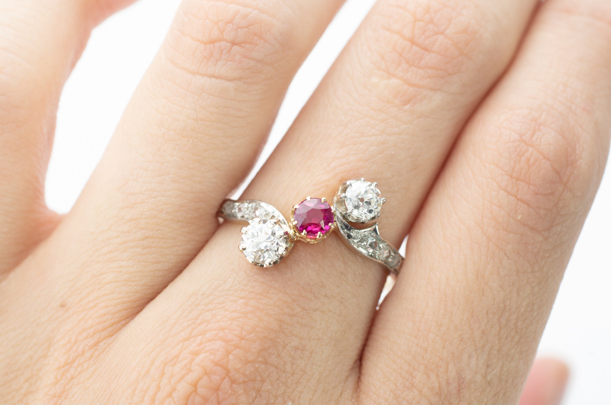 BELLE EPOQUE FRENCH DIAMOND AND RUBY RING - SinCityFinds Jewelry