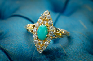 TURQUOISE AND DIAMOND NAVETTE - SinCityFinds Jewelry