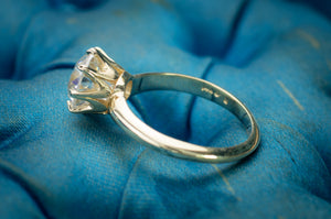 8MM OEC MOISSANITE SOLITAIRE IN YELLOW GOLD - SinCityFinds Jewelry