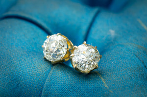 1.53CTW OLD MINE CUT DIAMOND STUDS - SinCityFinds Jewelry