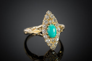 TURQUOISE AND DIAMOND NAVETTE - SinCityFinds Jewelry