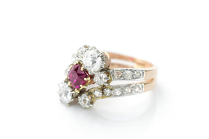 ANTIQUE NATURAL RUBY AND OLD CUT DIAMOND RING - SinCityFinds Jewelry