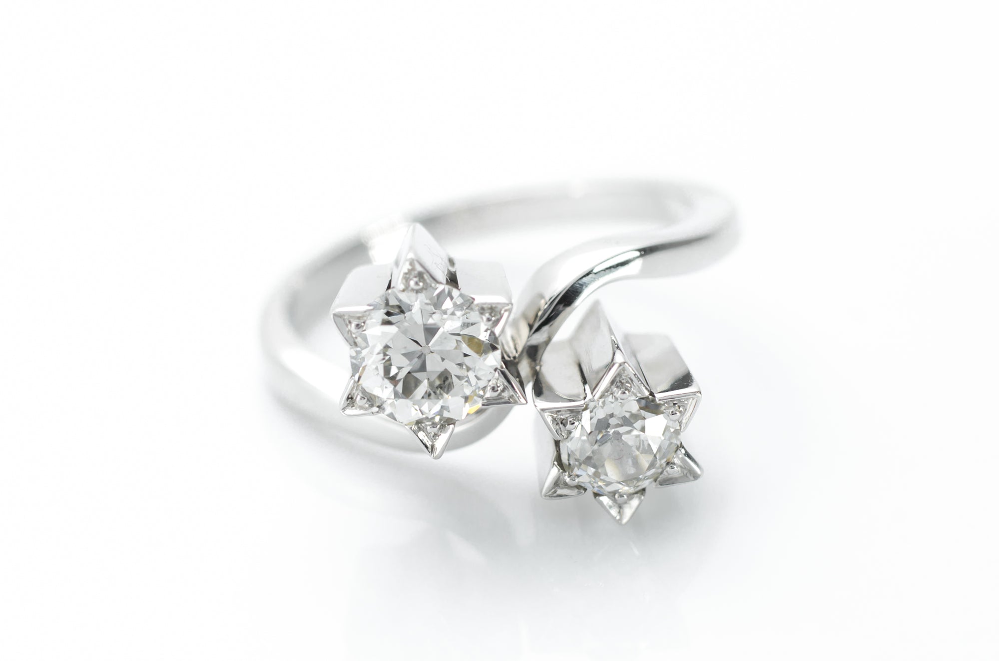 0.98CTW OLD EUROPEAN CUT STAR TOI ET MOI RING - SinCityFinds Jewelry
