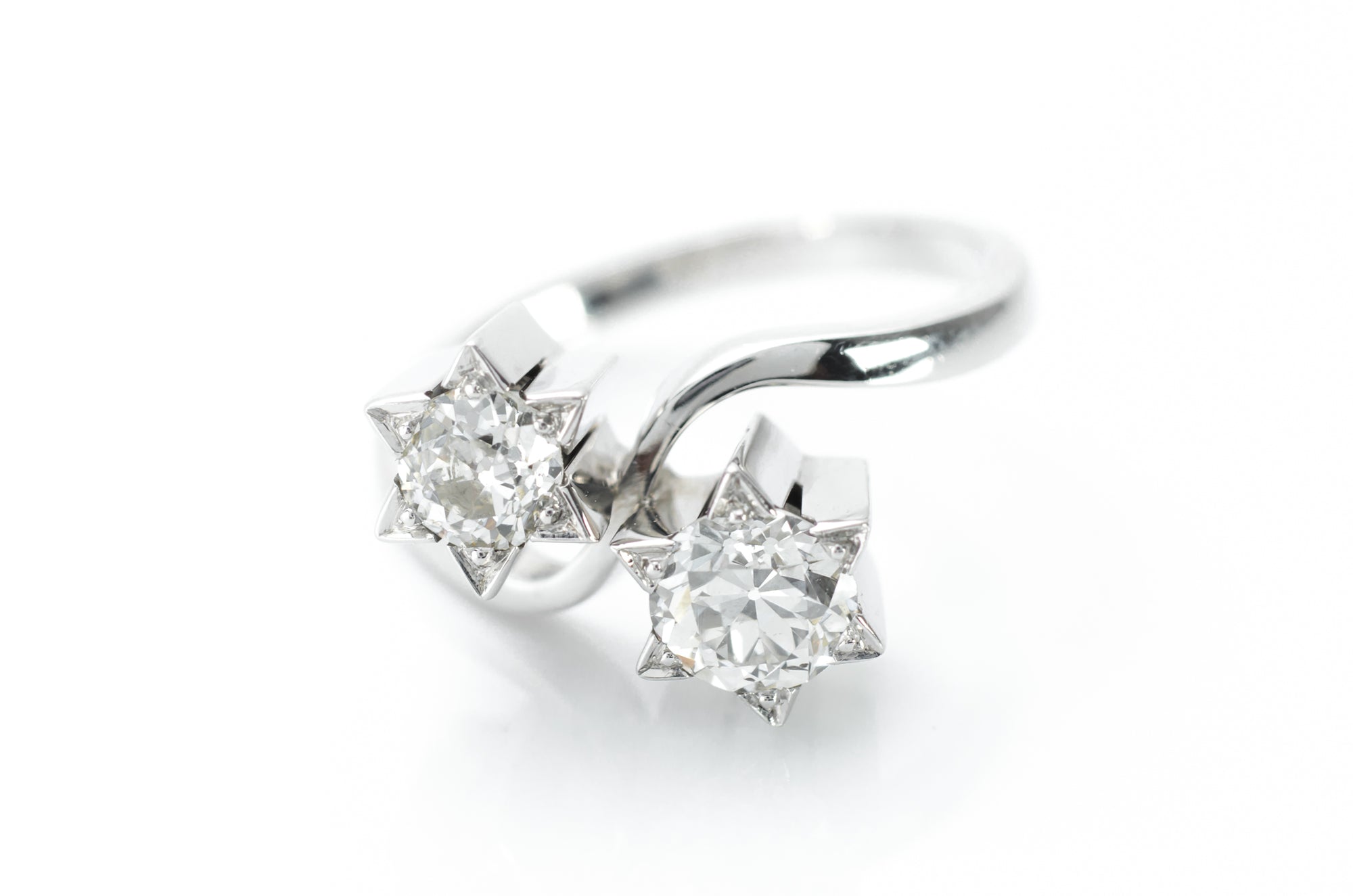 0.98CTW OLD EUROPEAN CUT STAR TOI ET MOI RING - SinCityFinds Jewelry