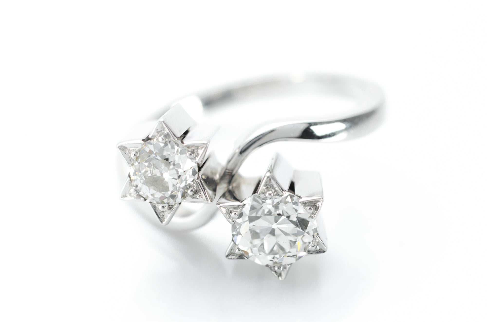 0.98CTW OLD EUROPEAN CUT STAR TOI ET MOI RING - SinCityFinds Jewelry
