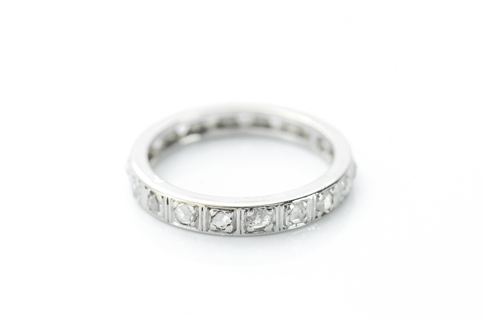 FRENCH PLATINUM AND ROSE CUT DIAMOND ETERNIT BAND - SinCityFinds Jewelry