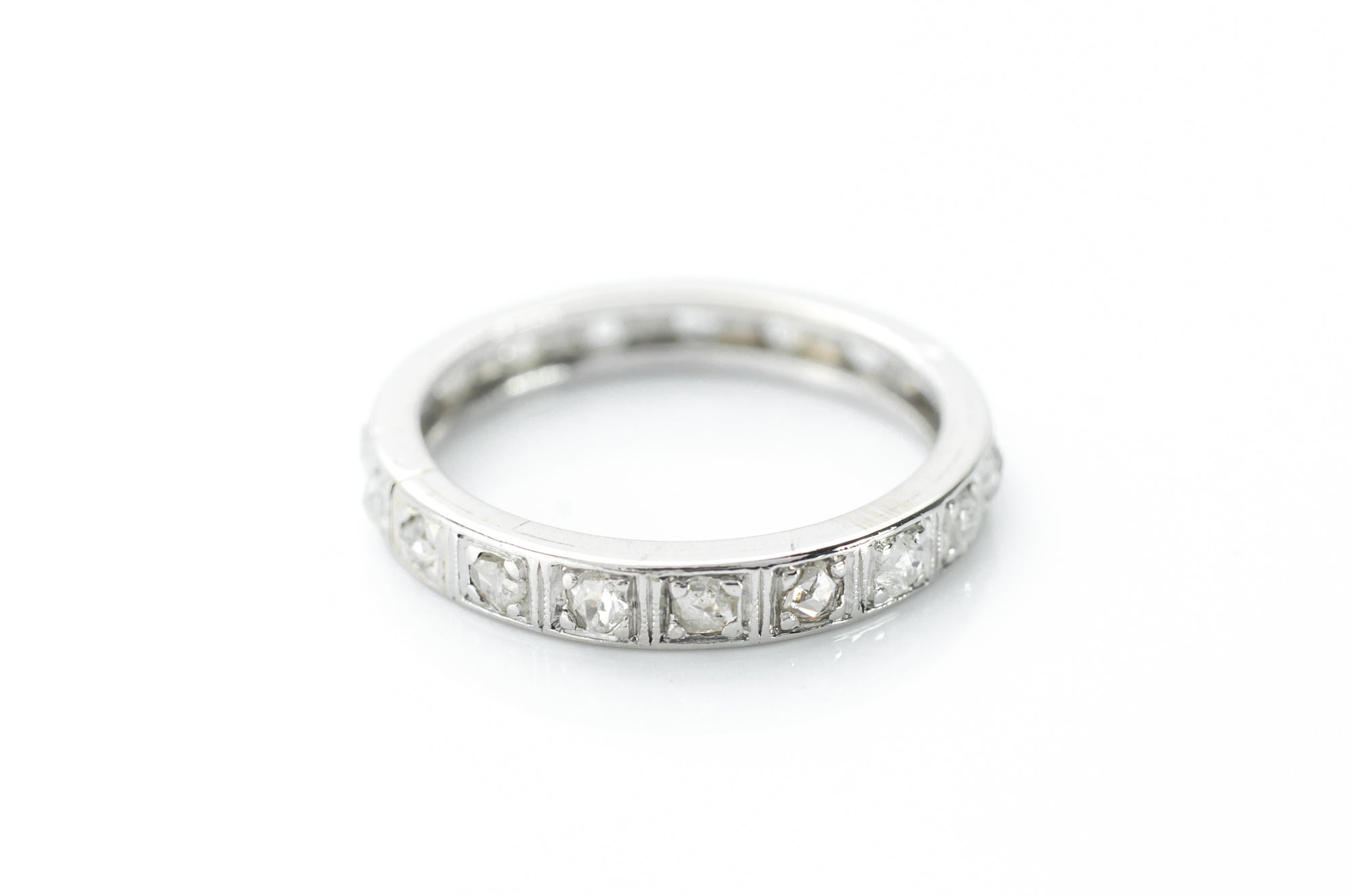 FRENCH PLATINUM AND ROSE CUT DIAMOND ETERNIT BAND - SinCityFinds Jewelry
