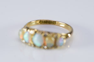 OPAL AND ROSE CUT DIAMOND FIVE STONE BAND - SinCityFinds Jewelry