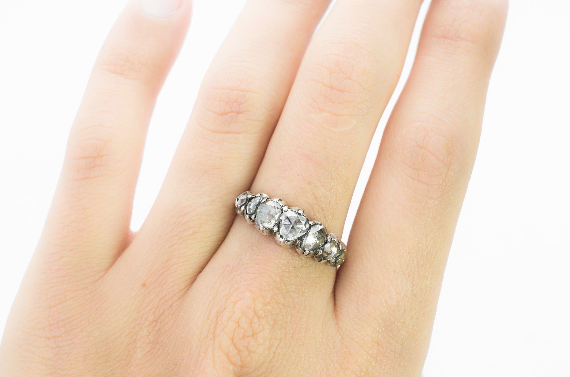 GEORGIAN SEVEN STONE HALF HOOP BAND - SinCityFinds Jewelry