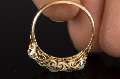 OPAL AND ROSE CUT DIAMOND FIVE STONE BAND - SinCityFinds Jewelry