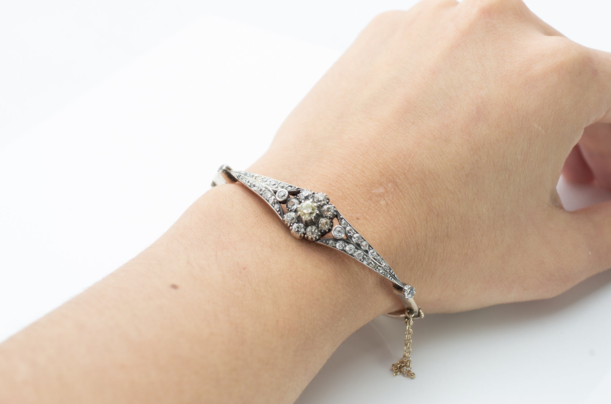 2.1CTW ANTIQUE OLD MINE CUT BANGLE - SinCityFinds Jewelry