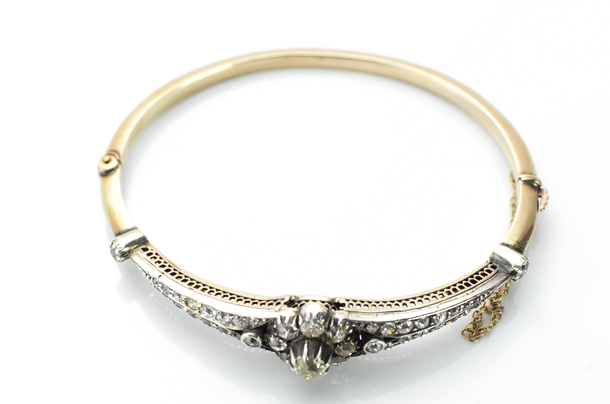 2.1CTW ANTIQUE OLD MINE CUT BANGLE - SinCityFinds Jewelry