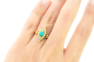 TURQUOISE AND DIAMOND NAVETTE - SinCityFinds Jewelry