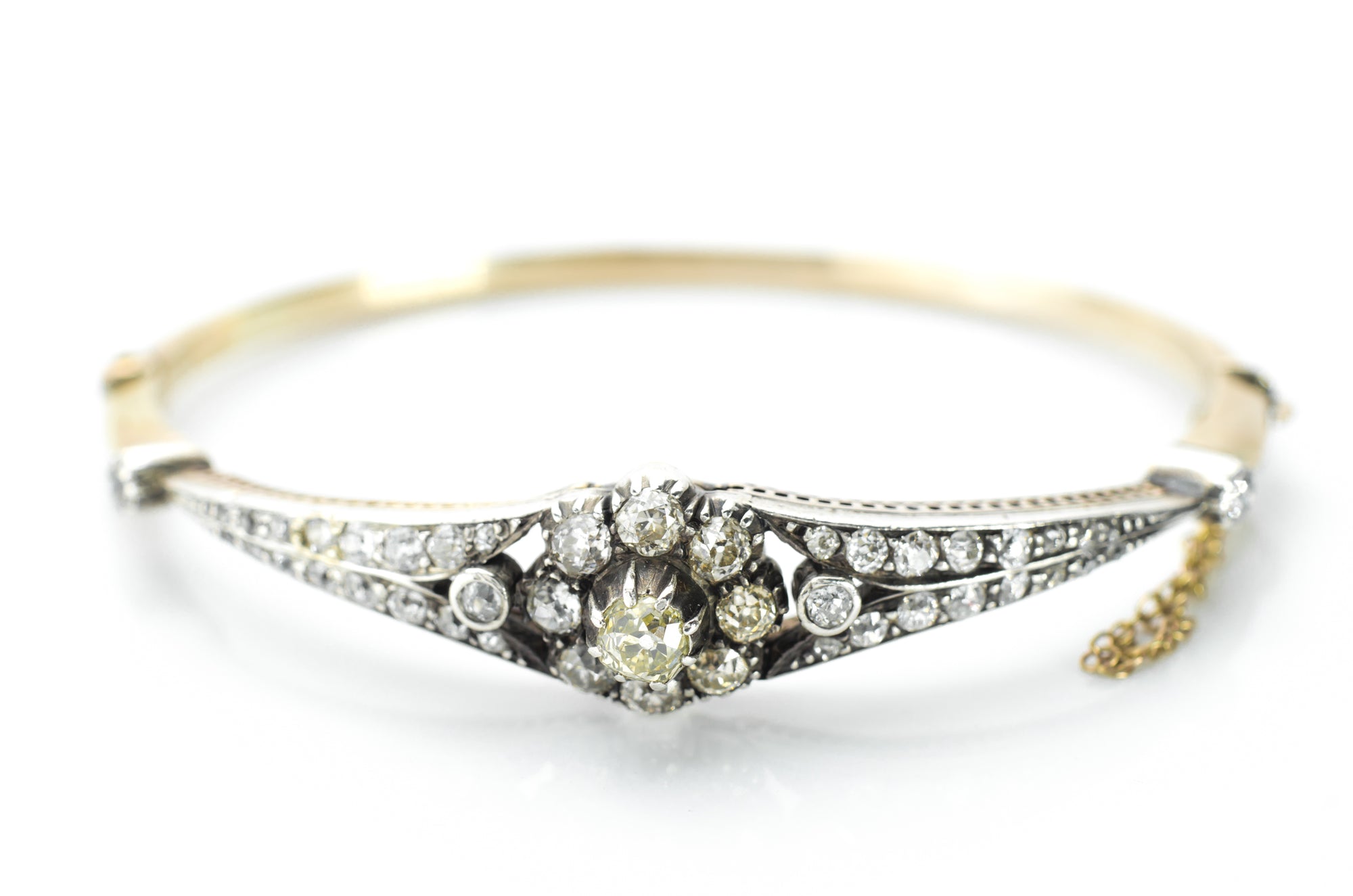 2.1CTW ANTIQUE OLD MINE CUT BANGLE - SinCityFinds Jewelry