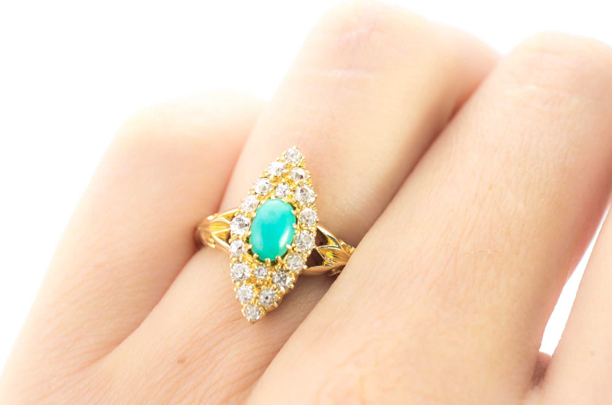 TURQUOISE AND DIAMOND NAVETTE - SinCityFinds Jewelry
