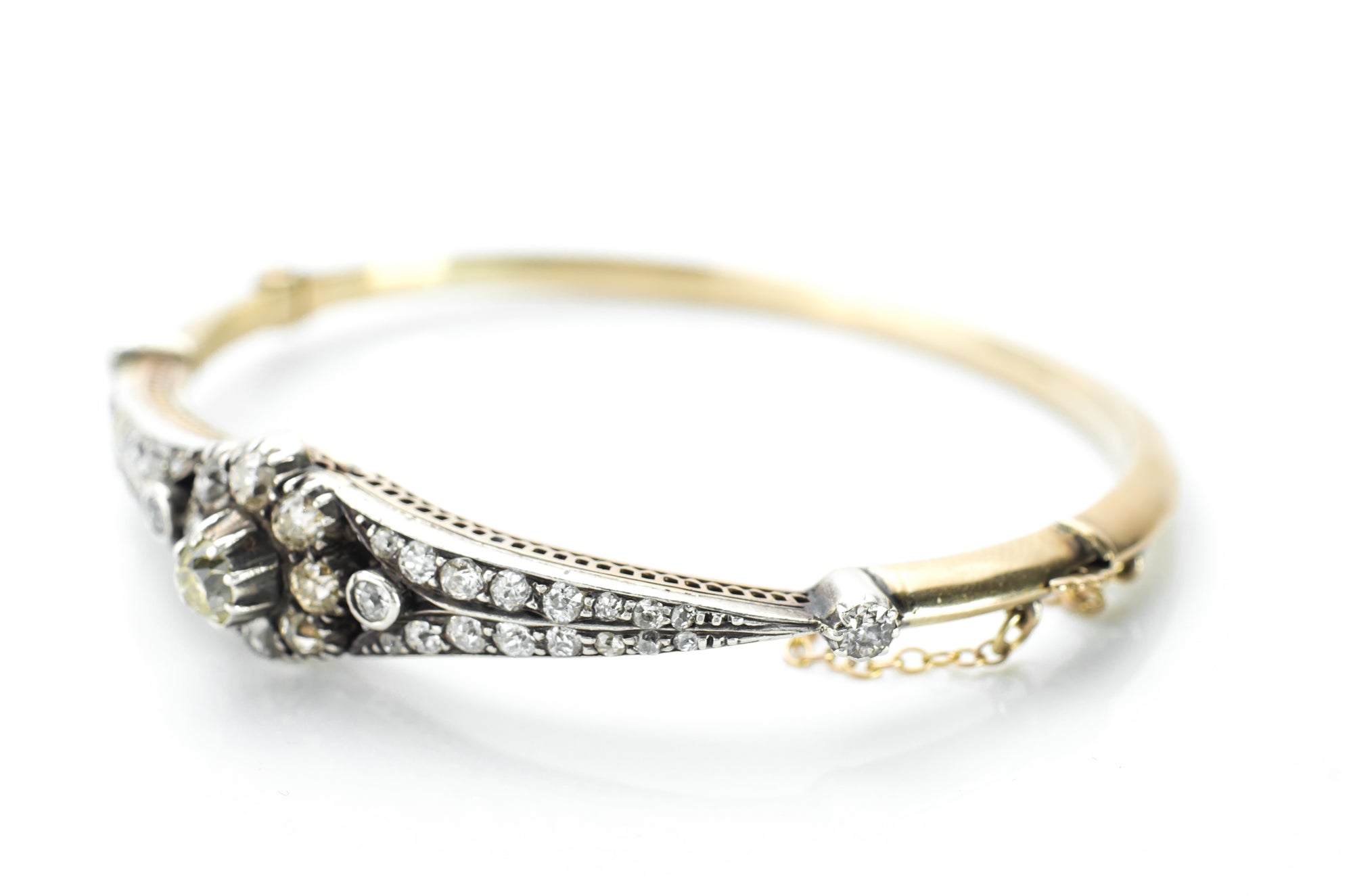 2.1CTW ANTIQUE OLD MINE CUT BANGLE - SinCityFinds Jewelry