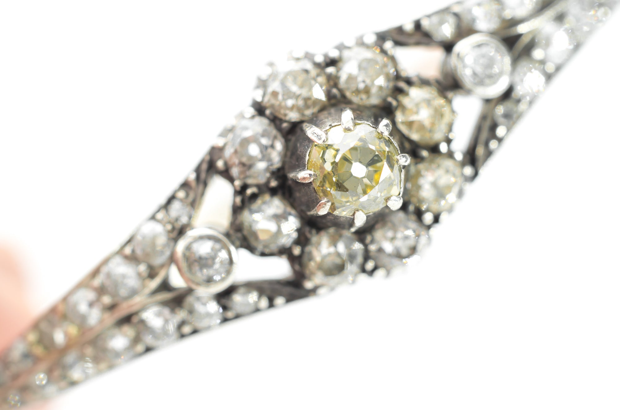 2.1CTW ANTIQUE OLD MINE CUT BANGLE - SinCityFinds Jewelry