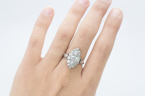 2.44CTW OLD EUROPEAN CUT DIAMOND NAVETTE STYLE RING - SinCityFinds Jewelry