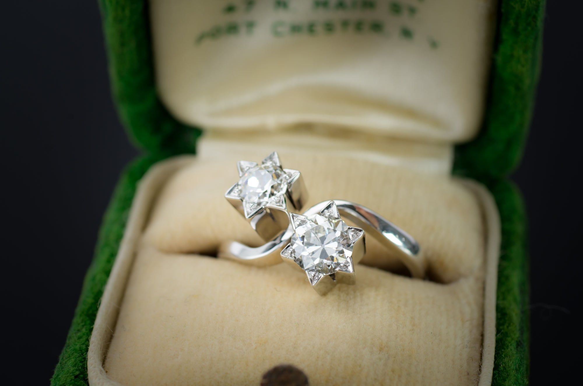 0.98CTW OLD EUROPEAN CUT STAR TOI ET MOI RING - SinCityFinds Jewelry