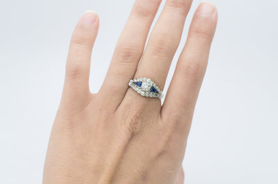 OLD EUROPEAN CUT AND NATURAL SAPPHIRE RING - SinCityFinds Jewelry