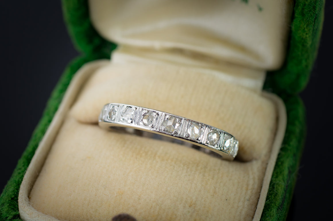 FRENCH PLATINUM AND ROSE CUT DIAMOND ETERNIT BAND - SinCityFinds Jewelry