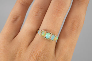 OPAL AND ROSE CUT DIAMOND FIVE STONE BAND - SinCityFinds Jewelry