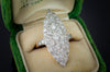 LARGE DIAMOND NAVETTE RING IN 18K GOLD - SinCityFinds Jewelry