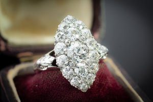 2.44CTW OLD EUROPEAN CUT DIAMOND NAVETTE STYLE RING - SinCityFinds Jewelry