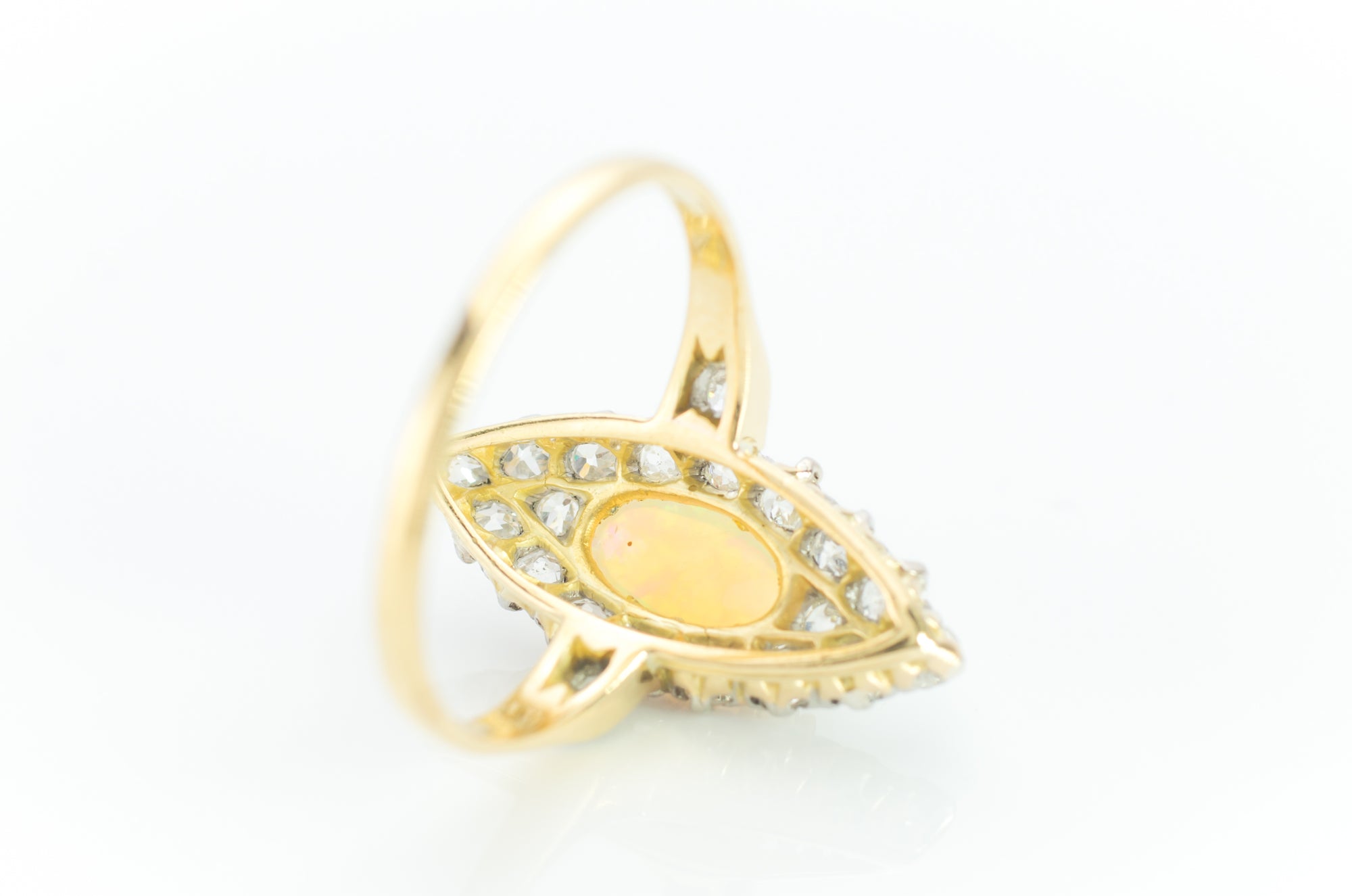 1.85CTW OPAL AND OLD CUT DIAMOND NAVETTE - SinCityFinds Jewelry
