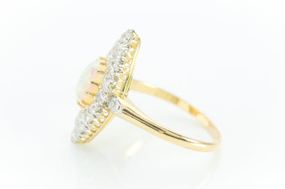 1.85CTW OPAL AND OLD CUT DIAMOND NAVETTE - SinCityFinds Jewelry