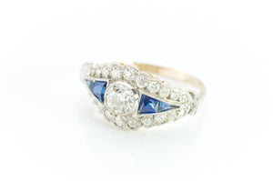 OLD EUROPEAN CUT AND NATURAL SAPPHIRE RING - SinCityFinds Jewelry