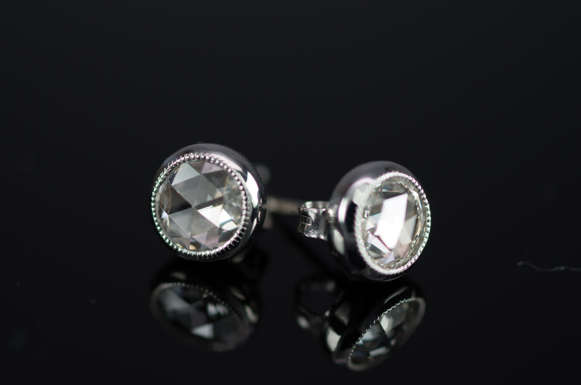 ROSE CUT DIAMOND STUDS - SinCityFinds Jewelry