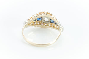 OLD EUROPEAN CUT AND NATURAL SAPPHIRE RING - SinCityFinds Jewelry