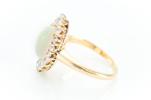 ANTIQUE OPAL AND OLD EUROPEAN CUT DIAMOND RING - SinCityFinds Jewelry