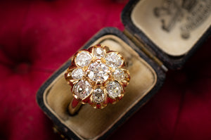 LARGE OLD MINE CUT DIAMOND CLUSTER RING - SinCityFinds Jewelry