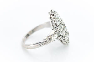 2.44CTW OLD EUROPEAN CUT DIAMOND NAVETTE STYLE RING - SinCityFinds Jewelry