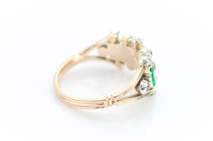 ANTIQUE EMERALD AND DIAMOND HALF HOOP BAND - SinCityFinds Jewelry