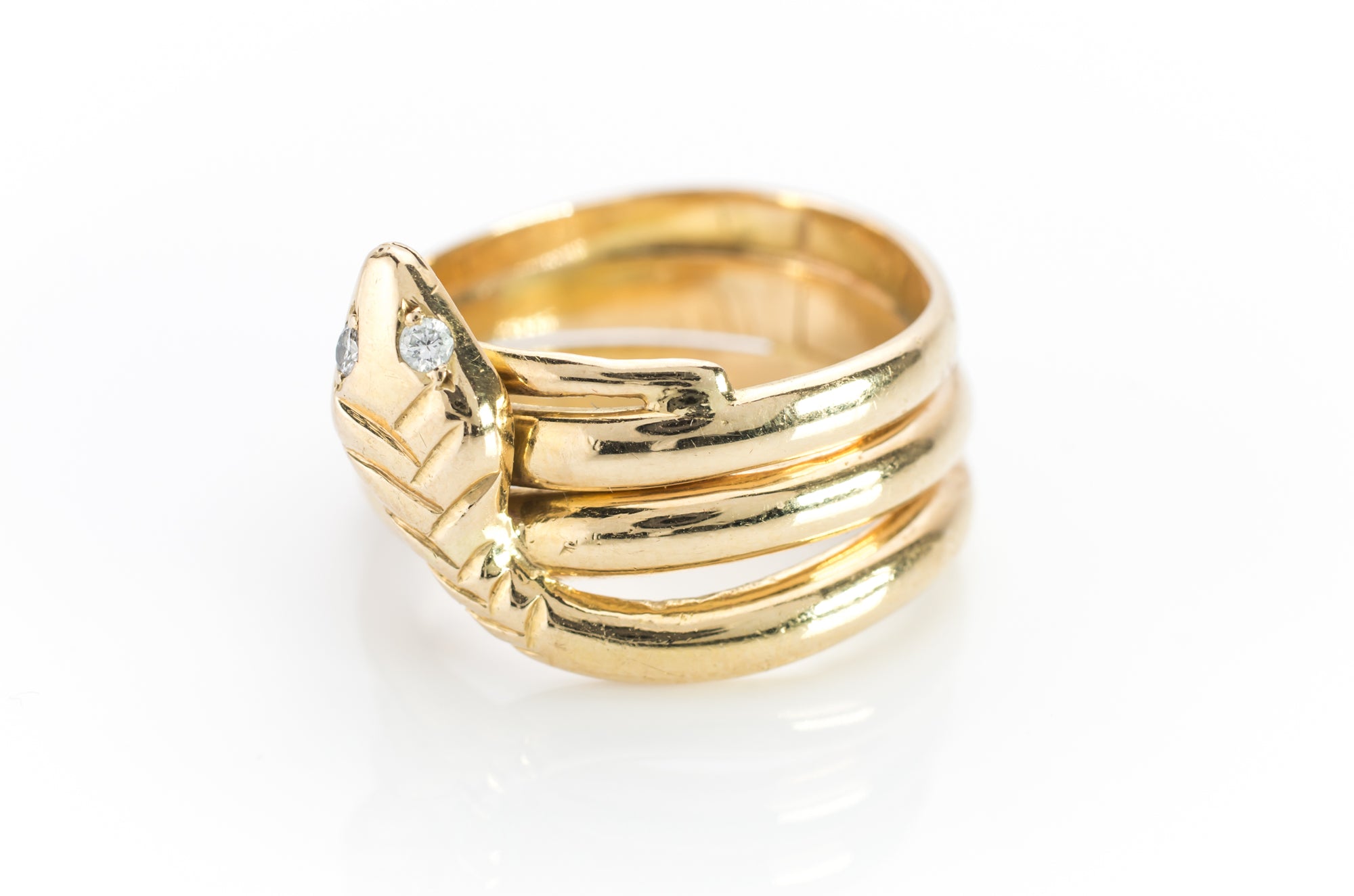 HEAVY VINTAGE FRENCH SNAKE RING IN 18K - SinCityFinds Jewelry