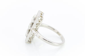 OLD EUROPEAN DIAMOND PLATINUM RING WITH BAGUETTE HALO - SinCityFinds Jewelry