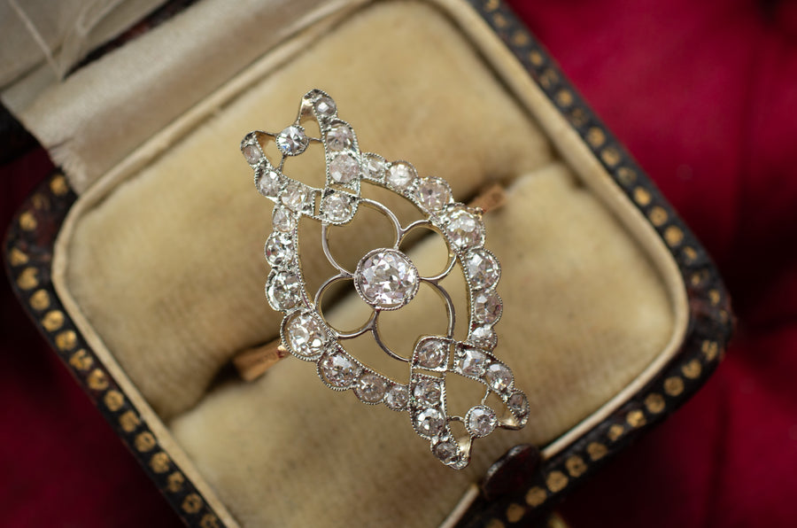 OLD CUT DIAMOND RING IN PLATINUM AND GOLD - SinCityFinds Jewelry