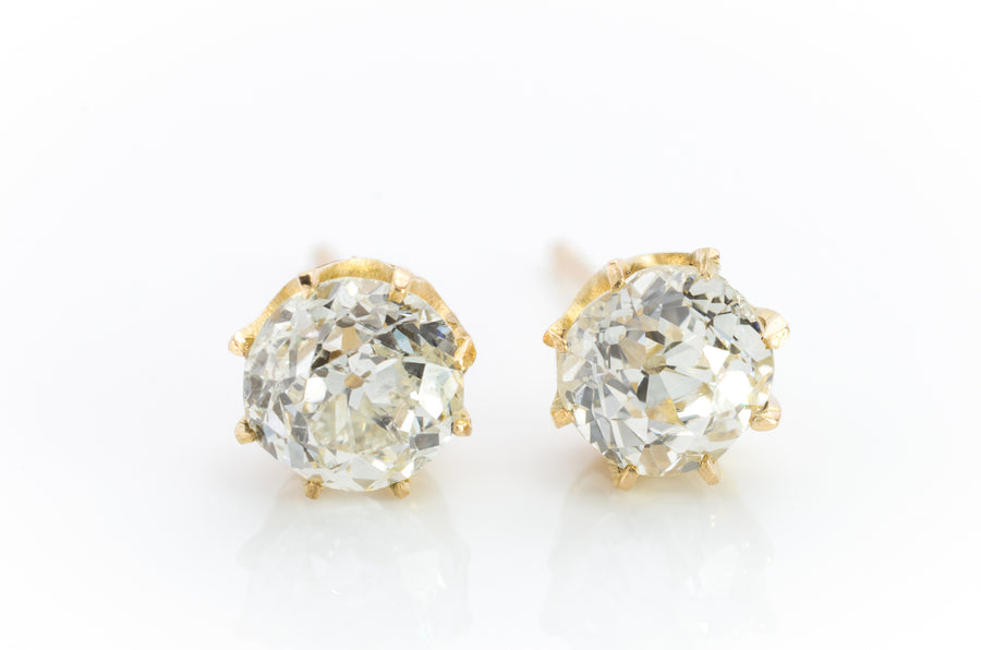 1.53CTW OLD MINE CUT DIAMOND STUDS - SinCityFinds Jewelry